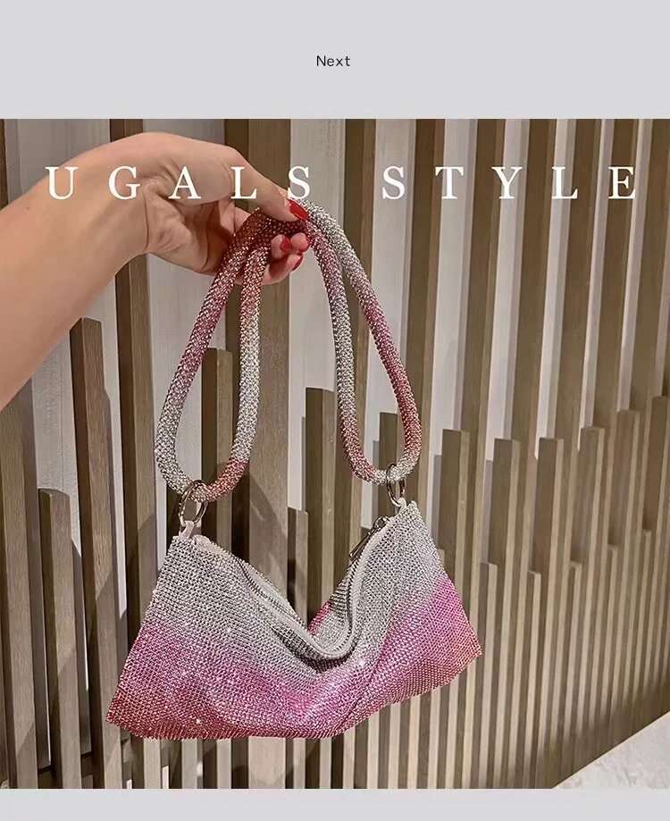 Designer Women's Handbag Bg Shiny Rhies Dia Evening Wedding Party Clutch Purse Shoulder Underarm Bag