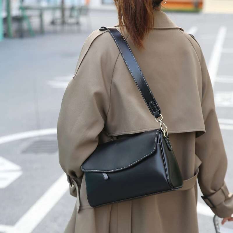 Top-Grain Women's - Genuine Leather Shoulder & Crossbody Purse, Practical Saddle Bag For Daily Wear And Commuting