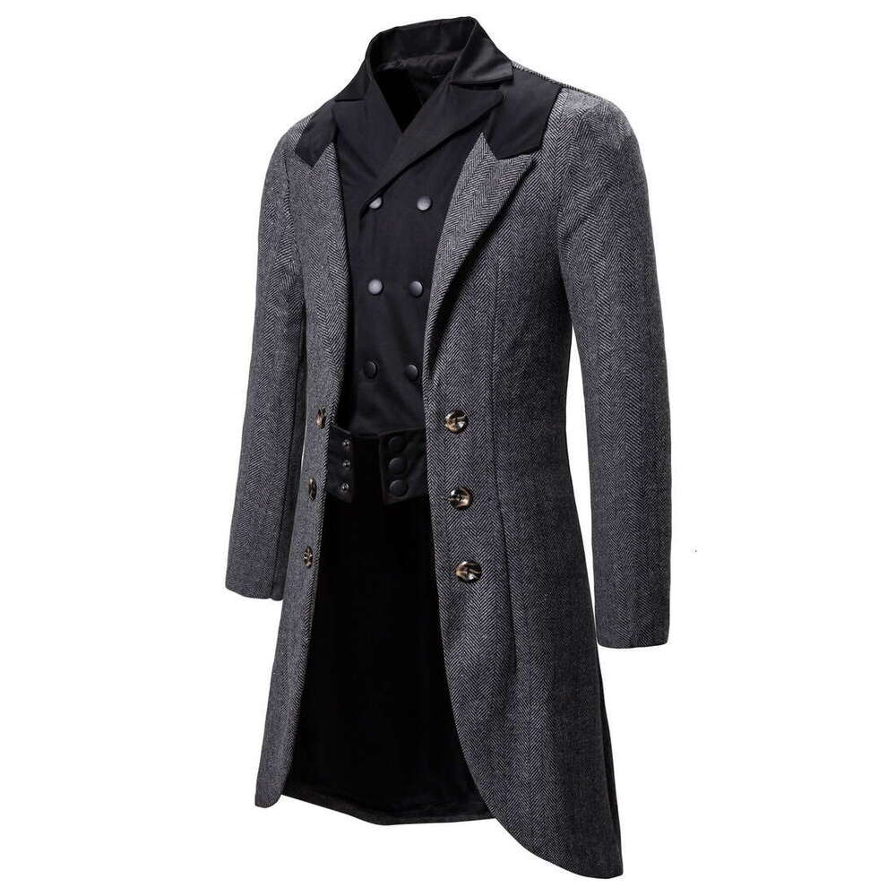 New Men's Woolen Coat For Autumn And Winter, Medium To Long Windbreaker Yf19