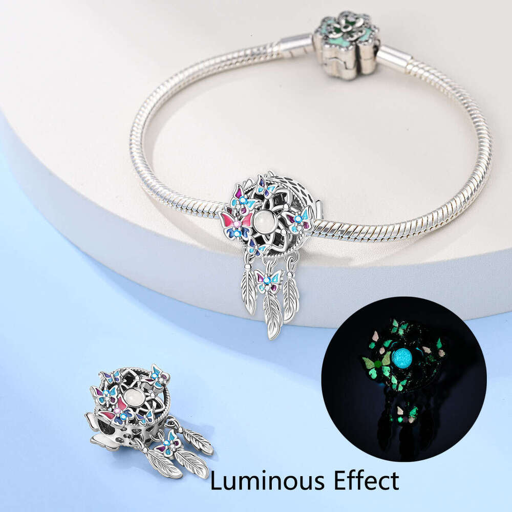 925 Sterling silver Dreamcatcher Moon Bead Pendant Charms Fit bracelet DIY Jewelry Accessories Bracelet New Style