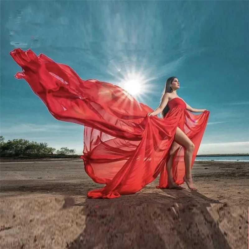 Lace Chiffon Maternity Dresses Split Front Long Pregnancy Photography Dress Pregnant Women Maxi Gown For Photo Props 2020 NEW X250224