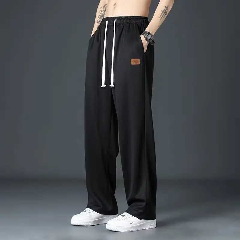 Casual Long Jogger Sweat Pants Men For Quick Drying Spring And Summer Thin Trendy Straight Leg Loose Flowing Fashion TrousersT250310