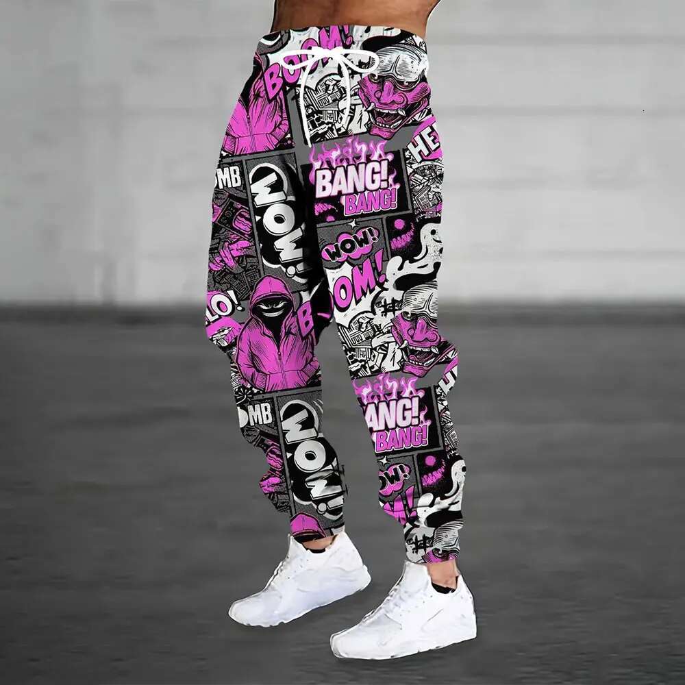 2025 New Fashion Designer Trendy Printed Skull Pattern Sports Pants Men s Loose Casual Pocket Drawstring Casual Pants Hip Hop Street Apparel