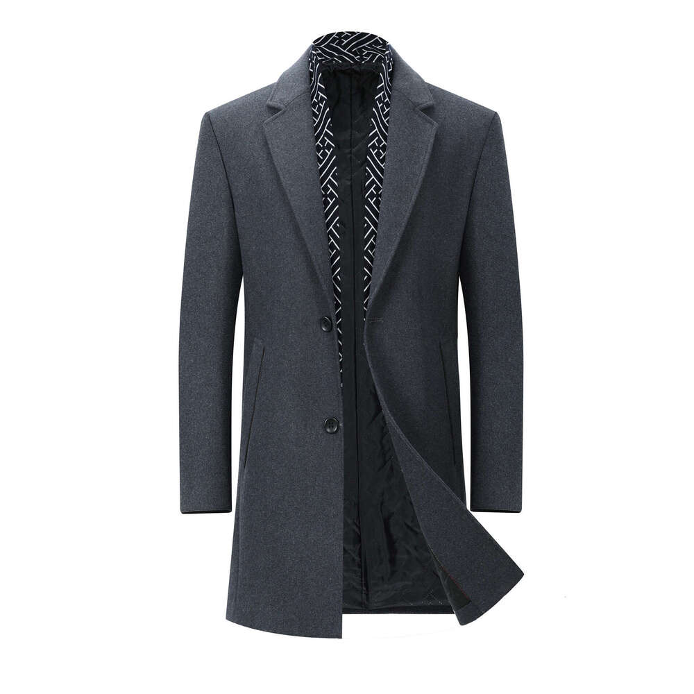 2023 Autumn/Winter New Windbreaker Suit Collar Business Casual Mid Length Dad's Fur Coat Men's