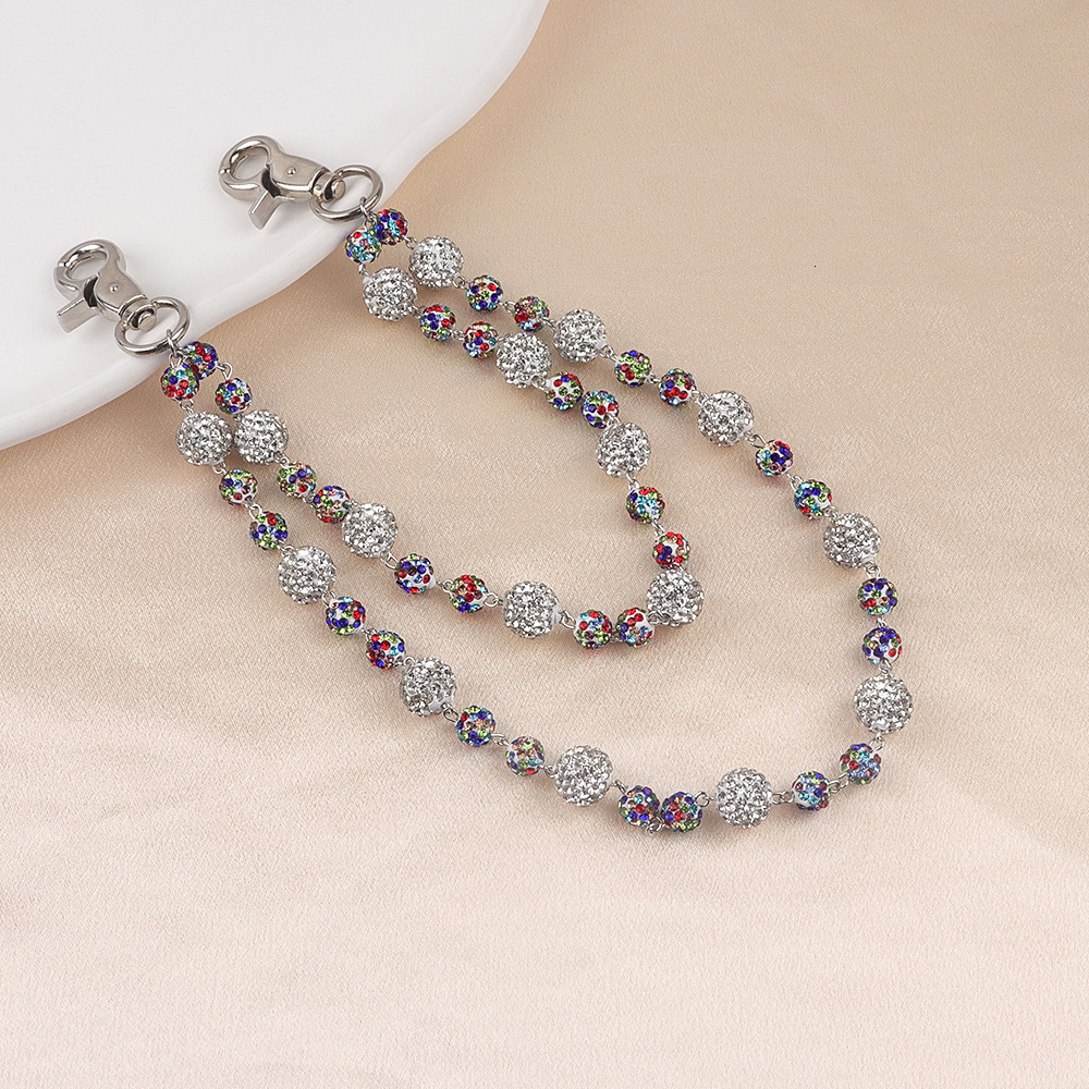 Popular mens and womens pants chains high-quality colored diamond beads prayer beads waist chains body chains handmade accessories250122