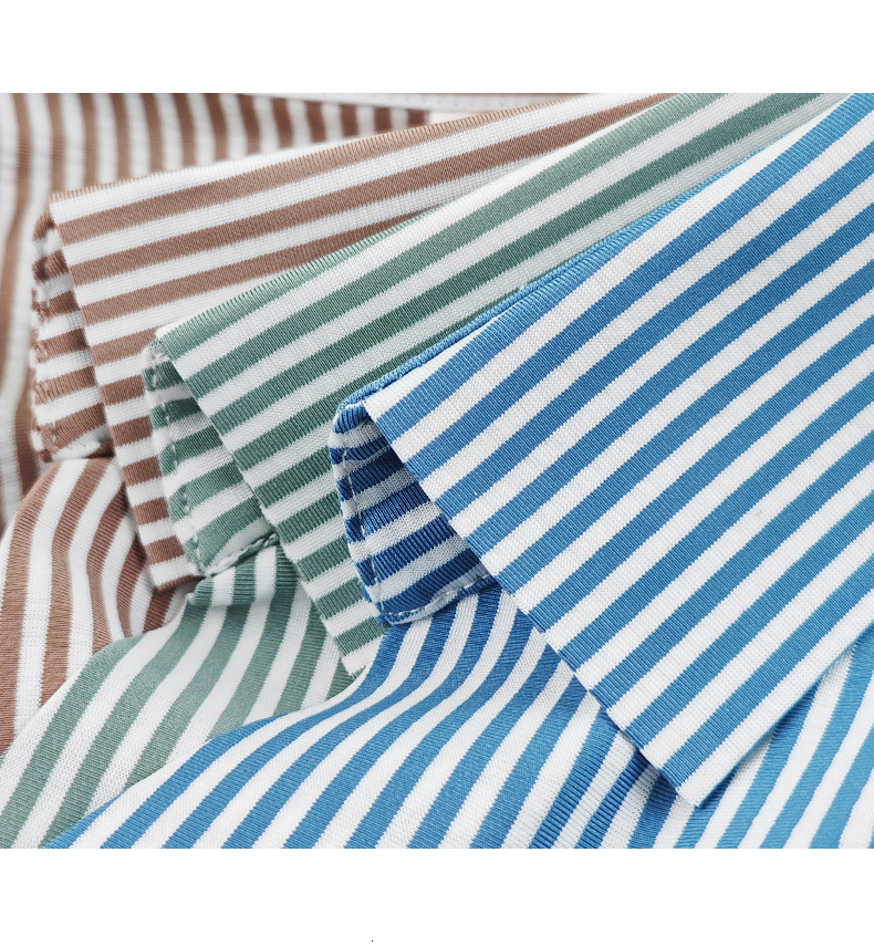 Long sleeved polo shirt for men autumn and winter new item, collar with a sense of luxury, striped elastic t-shirt, men's fashion tracksuit
