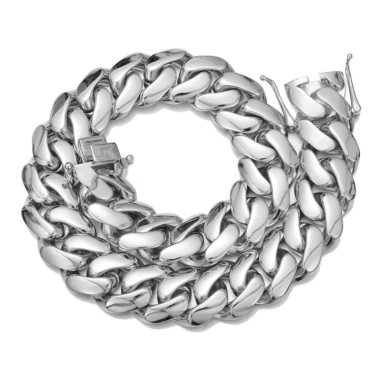 10mm-22mm Solid Stainless Steel Miami Cuban Chain Necklace Bracelet Jewelry For Men