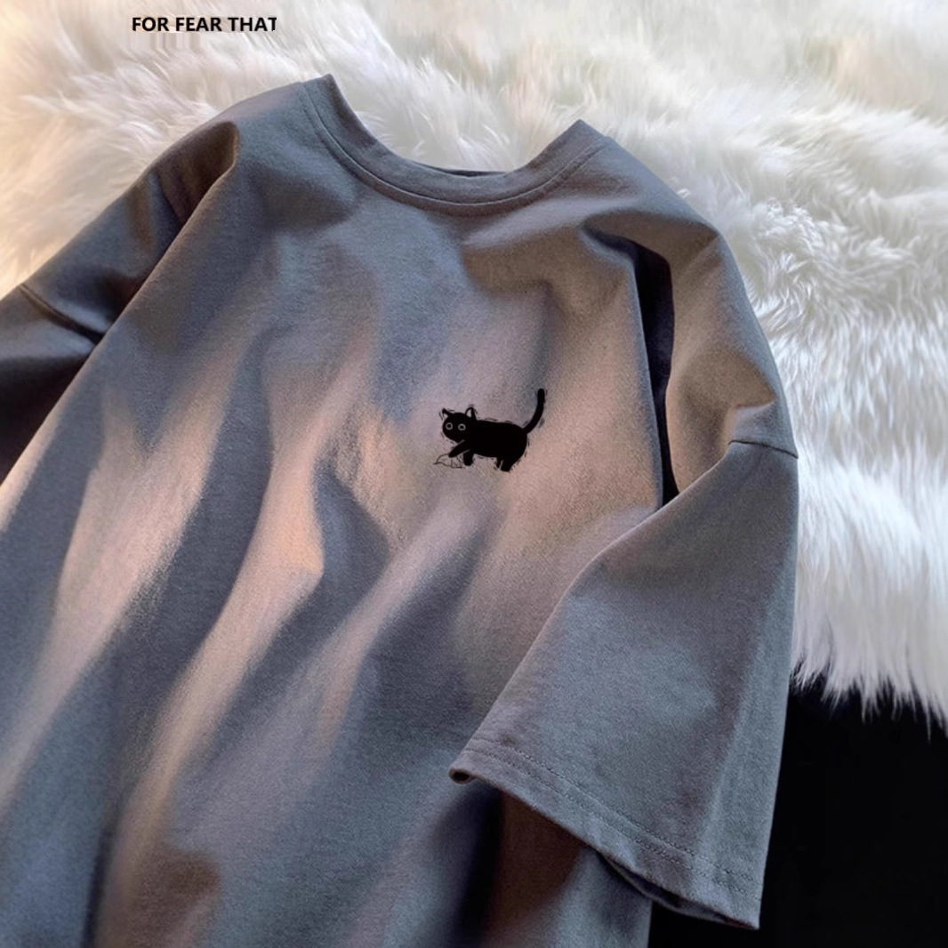 2025 new summer pure cotton short sleeved designer men's loose casual trend versatile niche five quarter sleeved women's T-shirt2