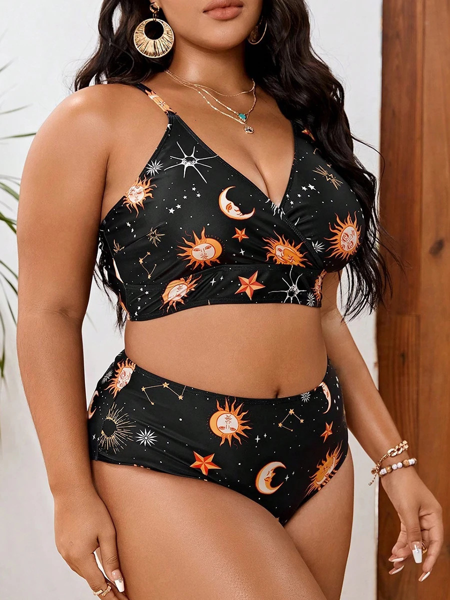 Large Plus Size Bikinis High Waist Swimsuit Women Sexy Halter Swimwear Female Bathers Bathing Swimming Swim Suit Beachwear 250310