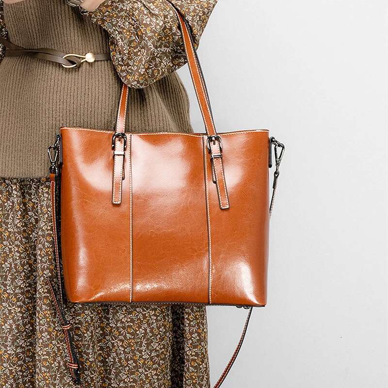 Burminsa Cowhide Genuine Leather Large Tote For Women 2025 Designer Shopping Shoulder Bags Office Ladies Handbags