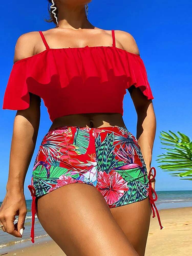 Two Piece Bikini 2024 New Swimsuit Women High Waist Swimwear Push Up Vintage Biquini Bathing Suit Beachwear Female Bikinis Set
