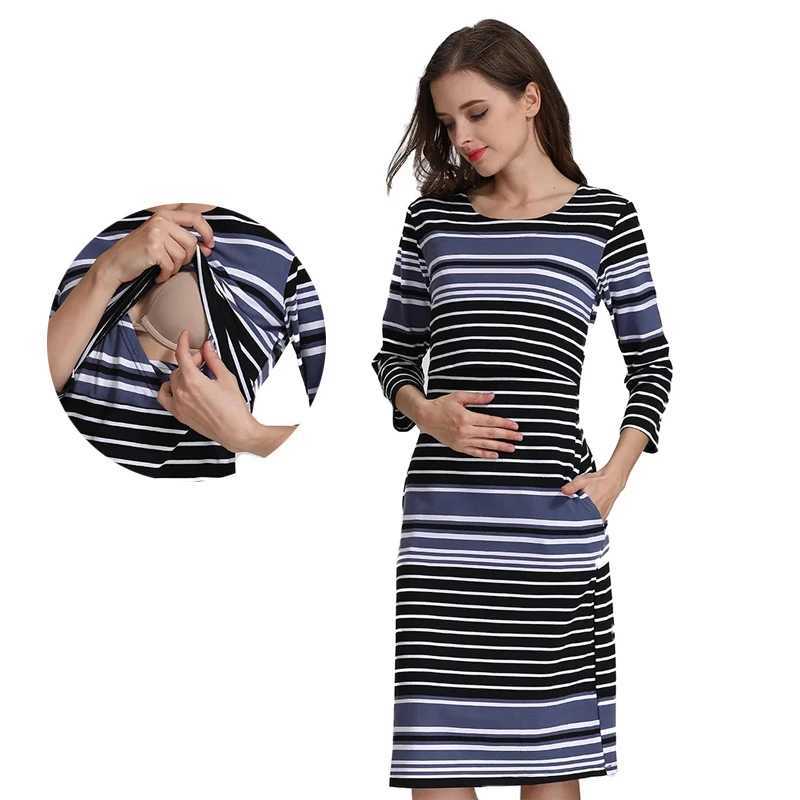 Women Maternity Dress Breastfeeding Clothes Nursing Wear for Pregnant Clothing Mommy Style Cotton New Spring US SizeT250311