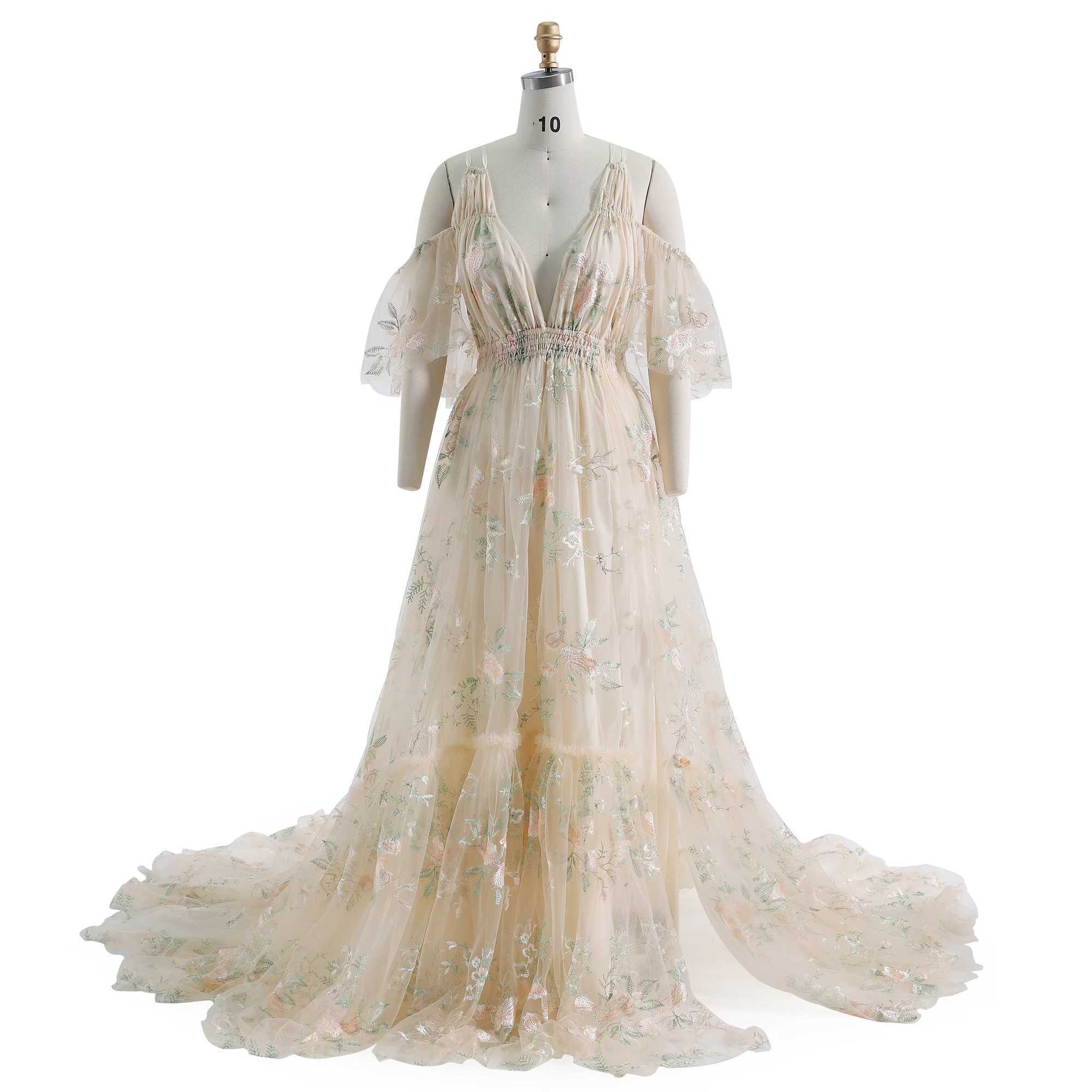 Boho Chic Elegance Embroidery Lace Tulle Maternity Photoshoot Dress Maternity Dress YW231158 X250224