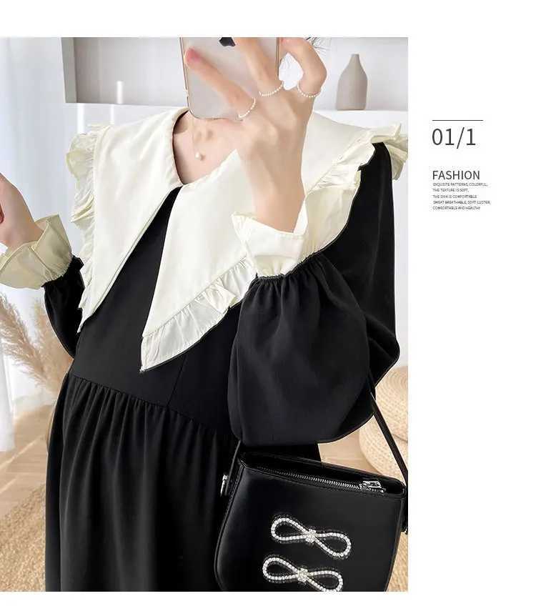 Ruffle Fashion Maternity Dress A Line Loose Clothes For Pregnant Women Pregnancy Photoshoot Dress Elegant Vestidos De FotografaT250311