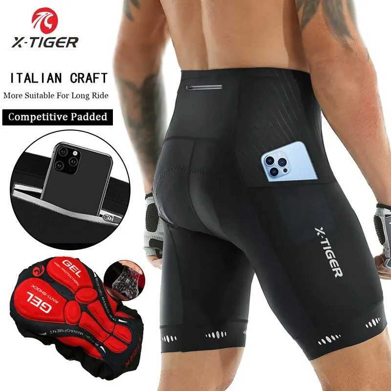 X-TIGER Men Cycling Shorts with Pocket 5D Gel Padded Bike Shorts for Men Mountain Road Biking Riding Half Pants TightsXJ250311