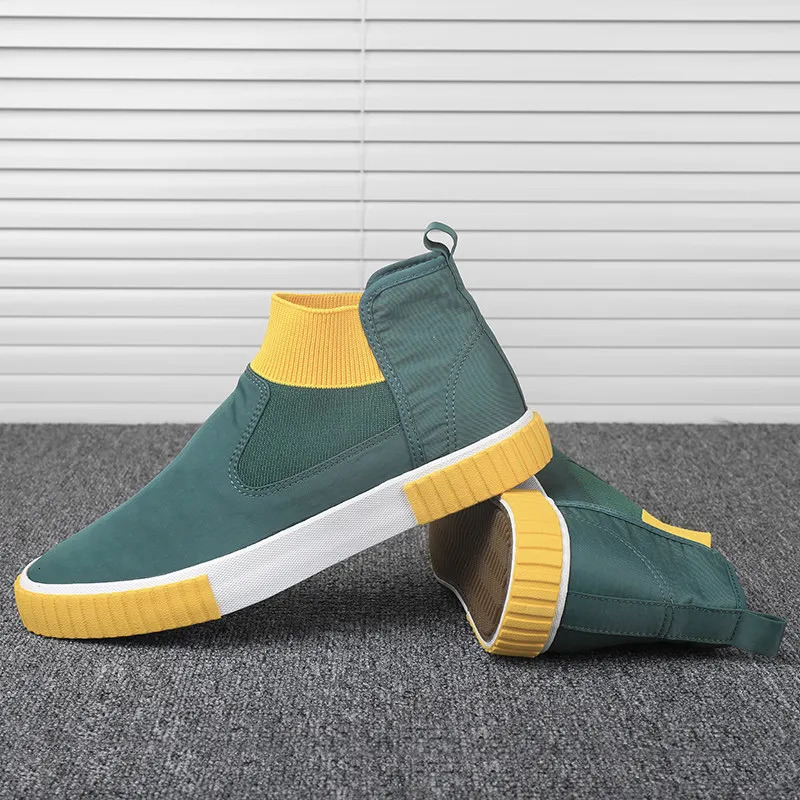 Fashion Loafer Shoes for Men High top Canvas Shoes Men Mocassin Vulcanized Shoes Men Slip on Casual Flats Sneakers 250310