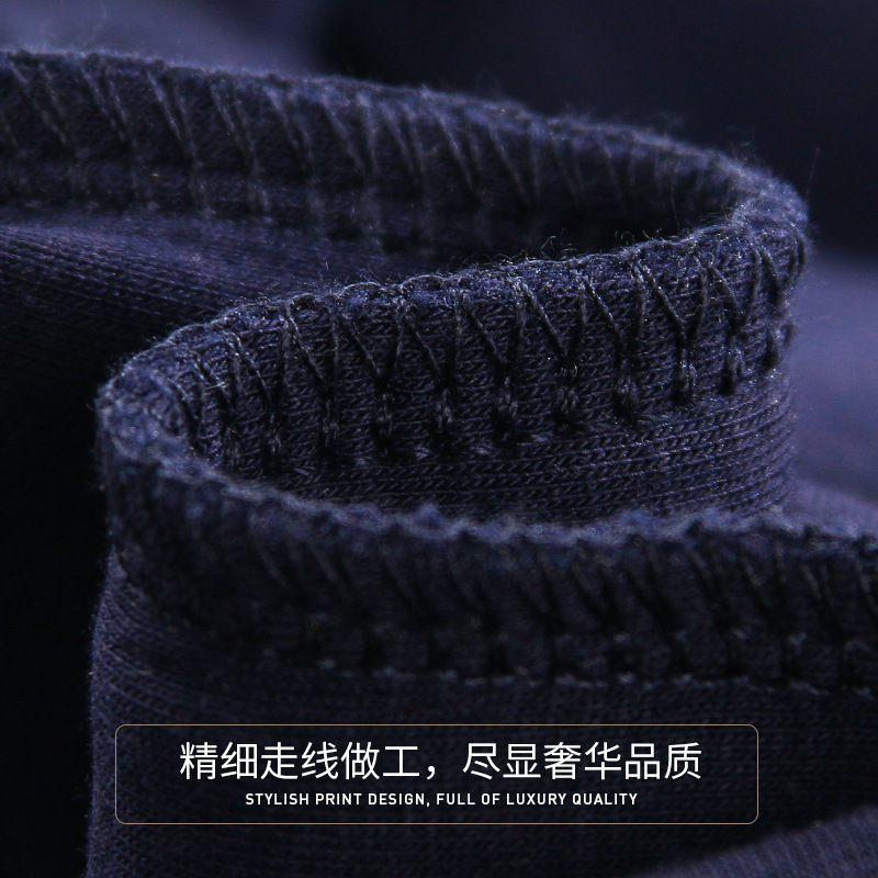 Long sleeved air layer hoodie for men's business leisure, solid color, thick autumn and winter new item, white T-shirt, round neck tracksuit