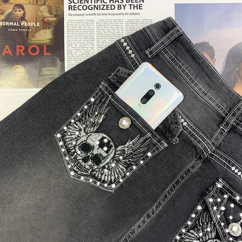 High Waist Womens Jeans Fashion Sexy Straight Pants Plus Size Comfortable Jeans Vintage Washable Black Denim Elastic Pants 250306