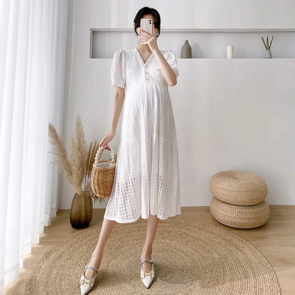 Maternity Dresses Lace Pregnant Women Clothes short sleeve pregnancy photoshoot dress korean fashion vestidos de fotografiaT250311