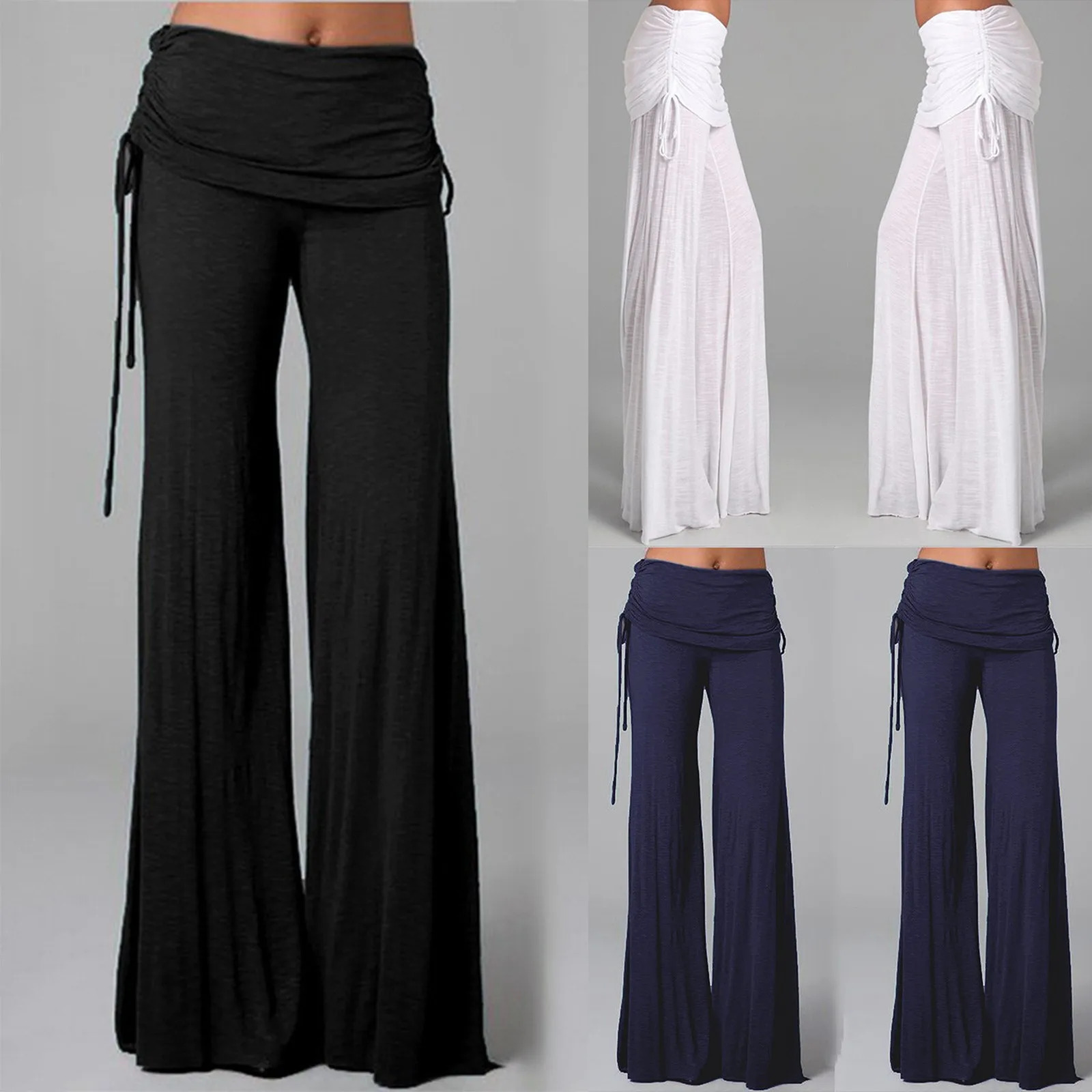 Womens Long Flare Pants Autumn Fashion Casual Wide Leg Solid Color Loose Trousers Female Comfortable Dance Yoga Trousers 250305