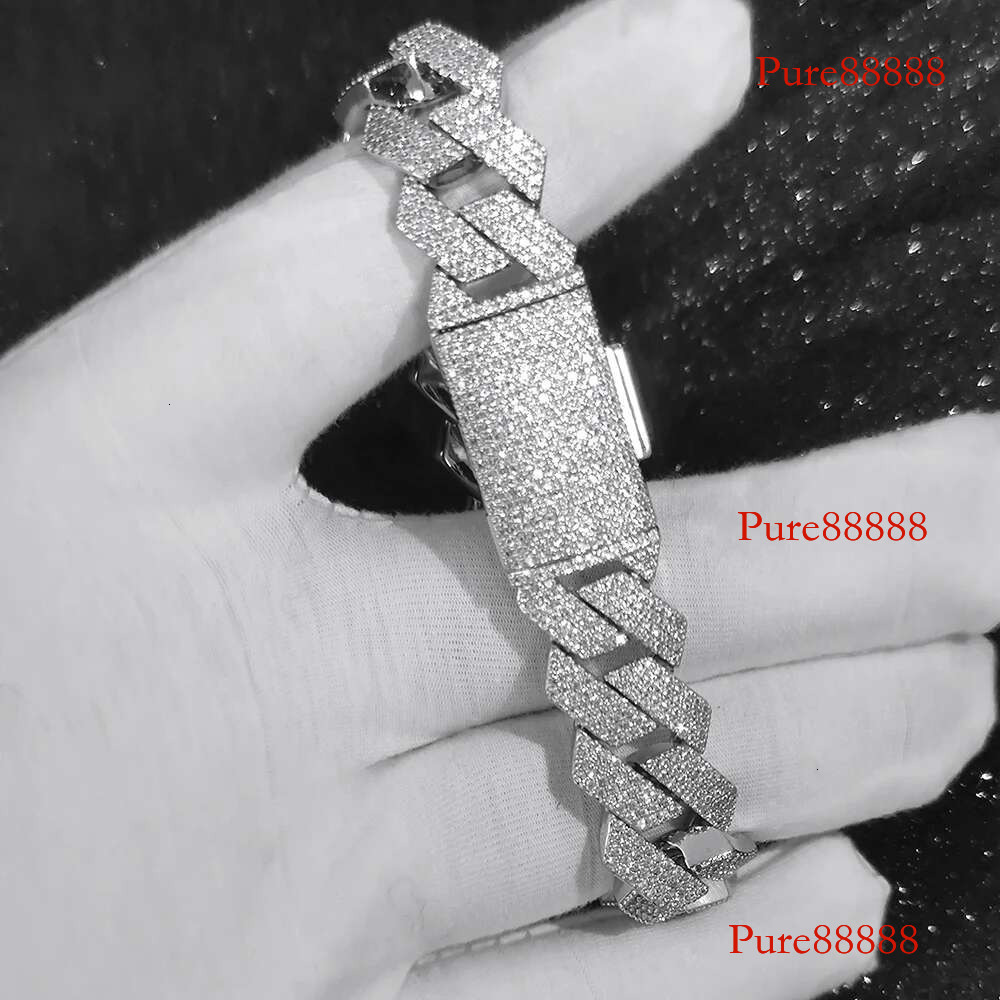 HHIOK Hip Hop Men's 15mm 4Rows Dia Chain Sier/Gold Plated Cuban k Iced Out Bg Zircon Necklace Jewelry