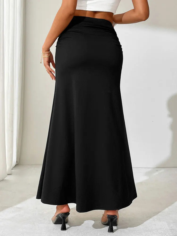 COOL BABES2 Spring Womens Skirt Solid Sexy Casual Slim Maxi Streetwear Fashion Elegant High Quality Lady Clothing 250311