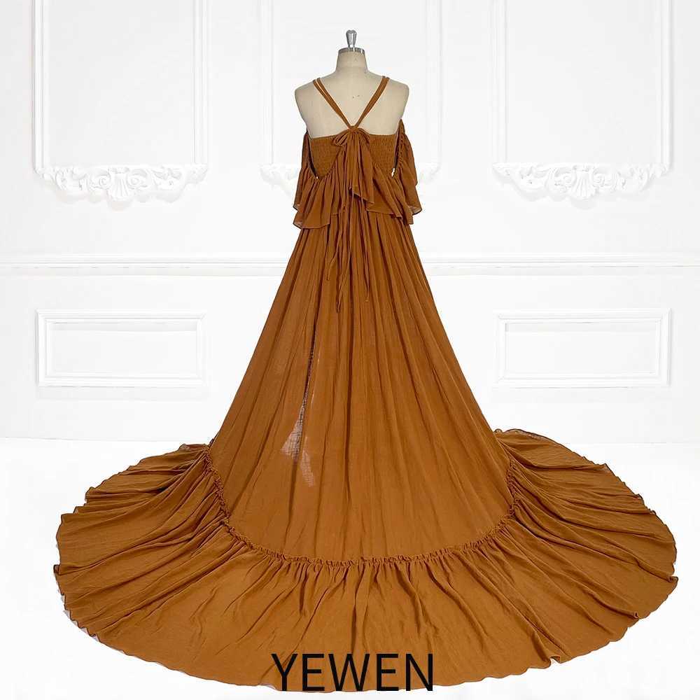 Elastic Waist Boho Beach Dress Side Slit Woman Photo Shoot Dresses Pregnancy Shooting Dress YEWEN YW231106 X250224