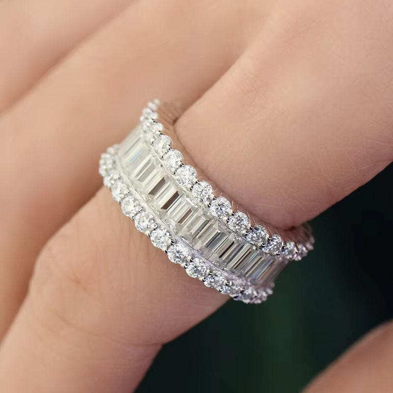 Moissanite Band Eternity Diamond Rings Moissanite