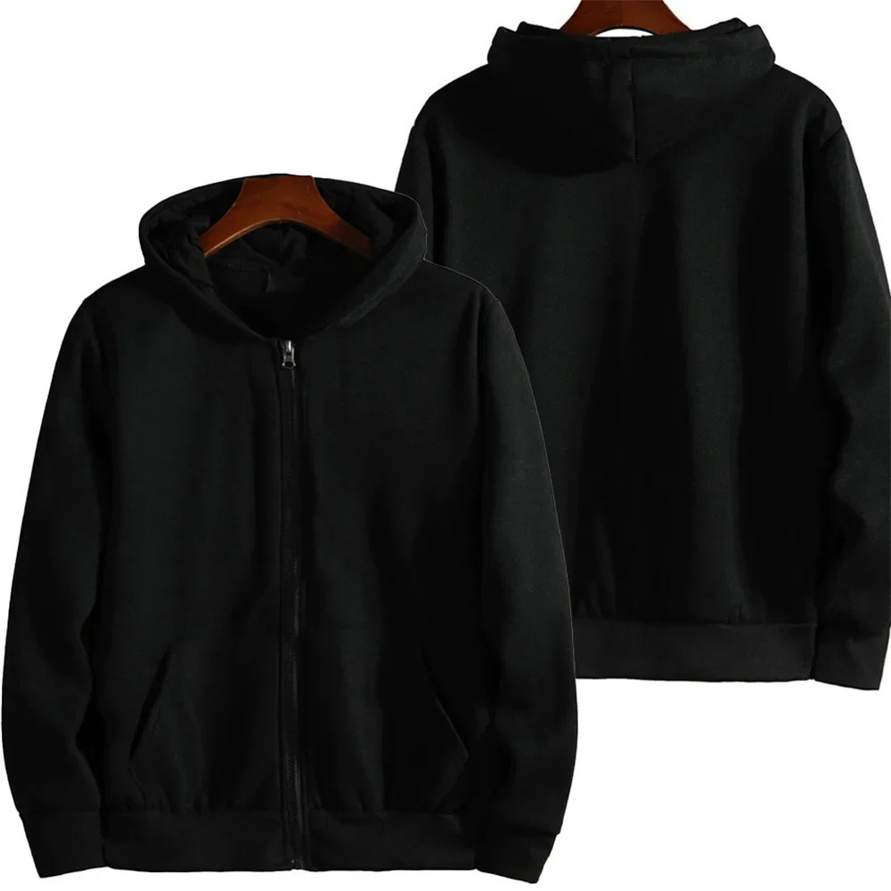 Mens oversized zipper hoodie autumn wool solid jacket sports shirt Korean fashion mens top 250311