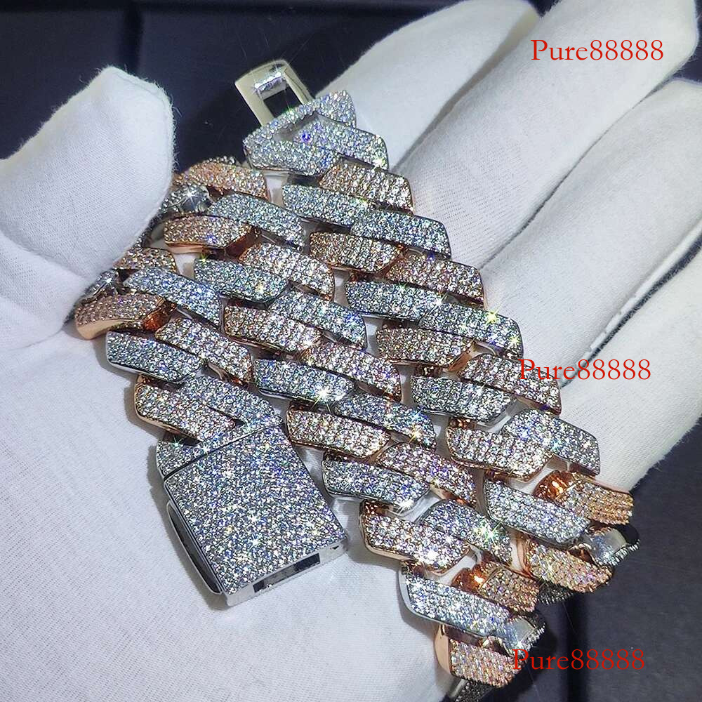 Hip Hop Jewelry 20mm Width Women Mens Heavy Strong Necklace Gold Plated Bg Iced Out CZ Prong Cuban k Chain
