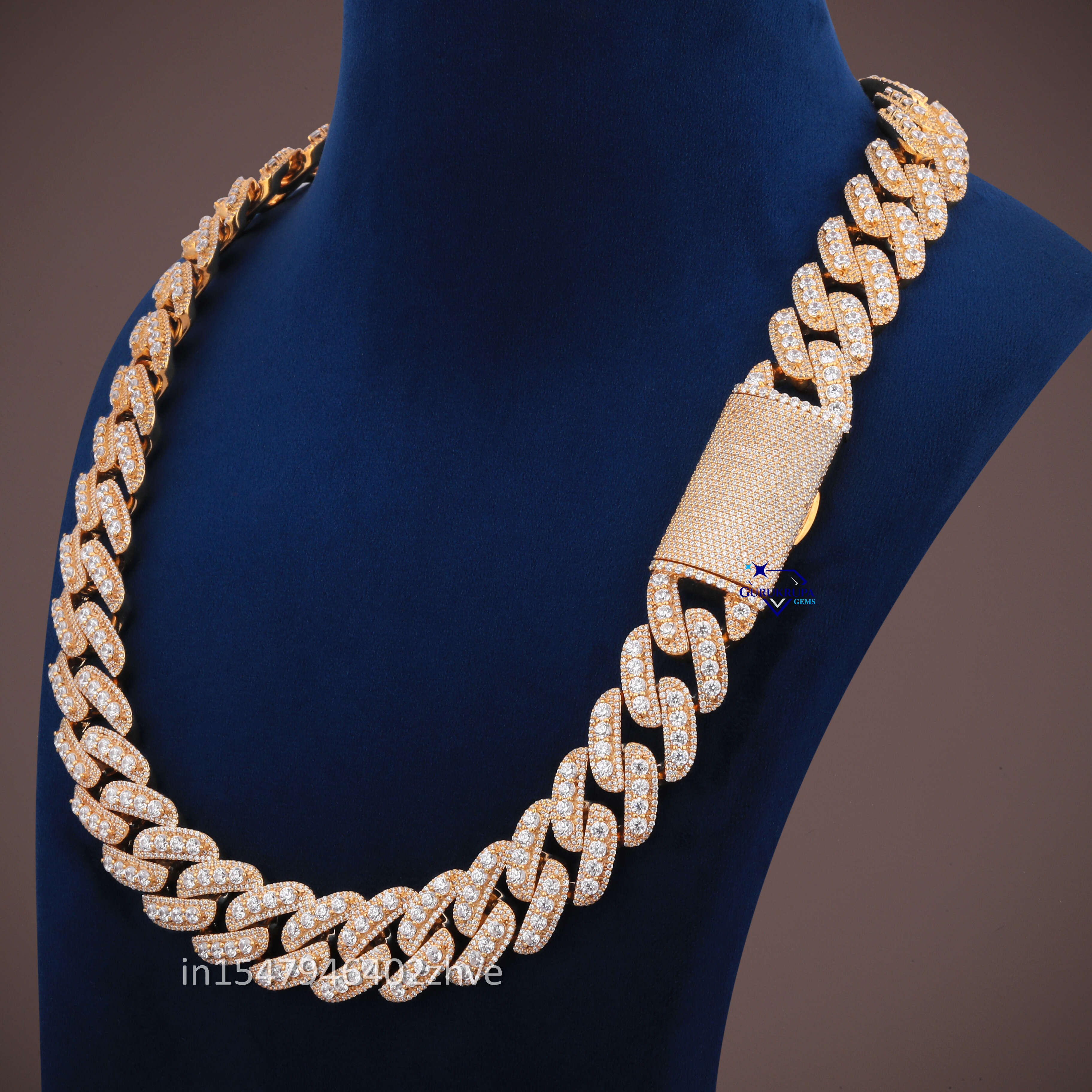 Modern Accessories Sterg Sier Round Cut Moissanite Dia 20 MM Cuban Chain Fully Iced Out Necklaces for Unisex