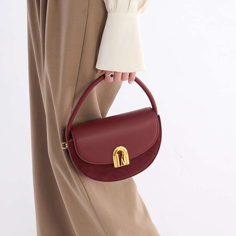 Women's Bags Handbag Genuine Leather Crossbody High-End And Niche Semi-Circular Bag, New Matte Fashionable Temperament, Women's Shoulder Bag