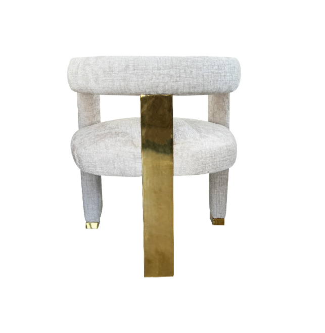 Chic Milana Armchair for Dining Room - Smooth Curve Design with Luxurious Gold Trims
