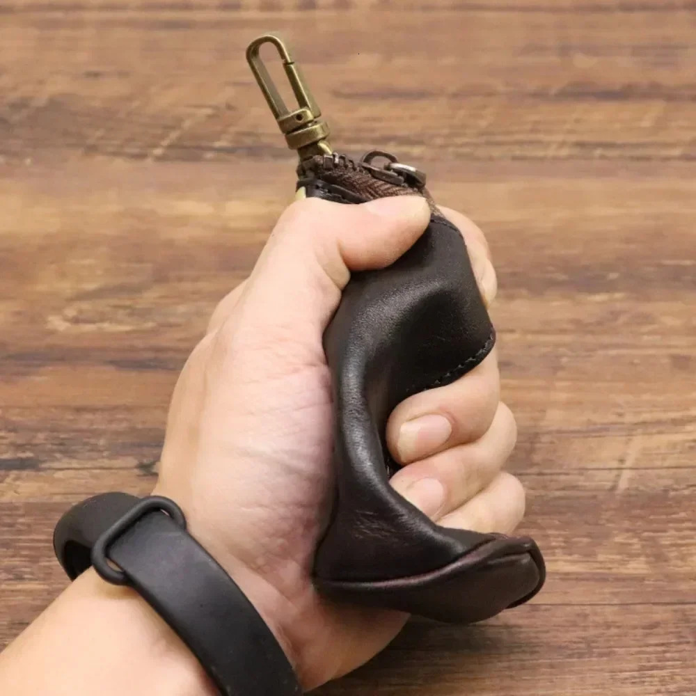 Arrival Men Genuine Leather Key Bag Chain Holder Fashion Zipper Home Storage Double Pack Car for Man 250311