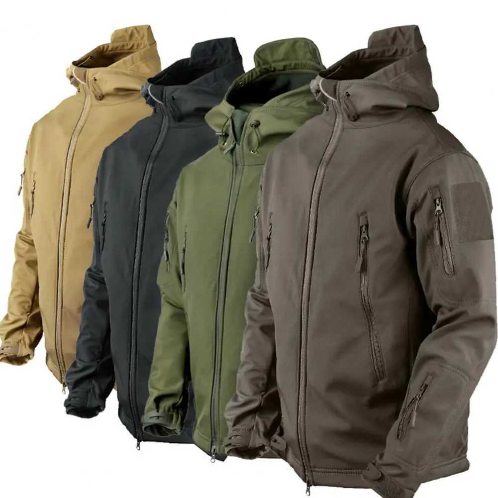 Men Spring Military Winter Thermal Coat Jacket Outdoors Sports Hooded Coat Military Softshell Hiking Outdoor JackeT250311