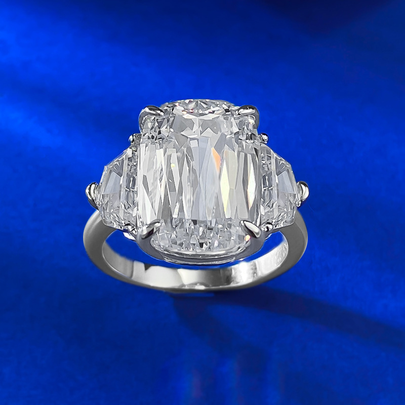 Dove Egg Large Cushion Shape White Moissanite Gorgeous Luxury Jewelry Eternity Soild 100% 925 Sterling Silver Party Promise Women Wedding Engagement B