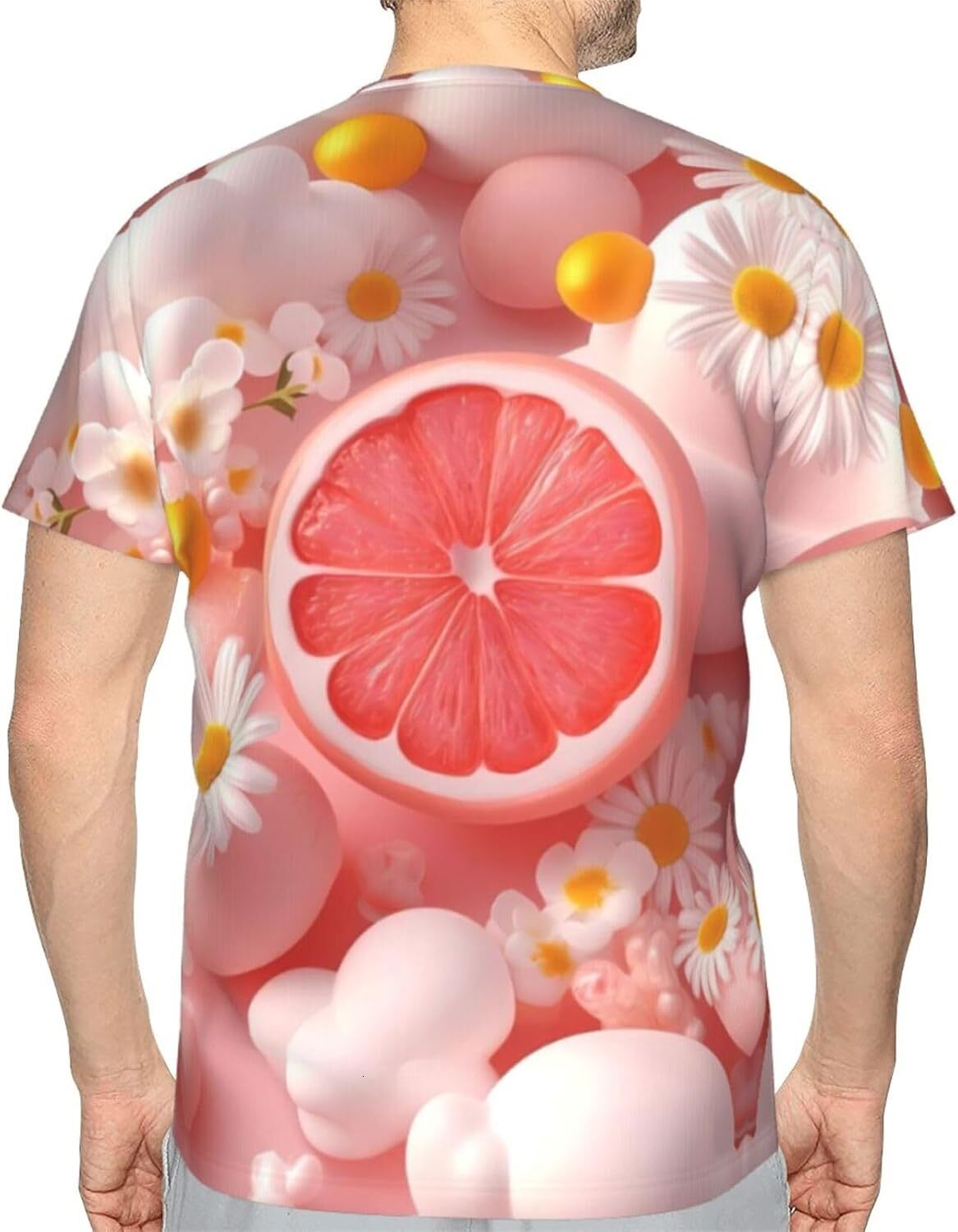 Mens T shirt Men's Casual Daisy Lemon Graphic T-Shirts Novelty Pink Fruit 3D Print Short Sleeve Fashion Tee Top tee Casual tops summer clothes
