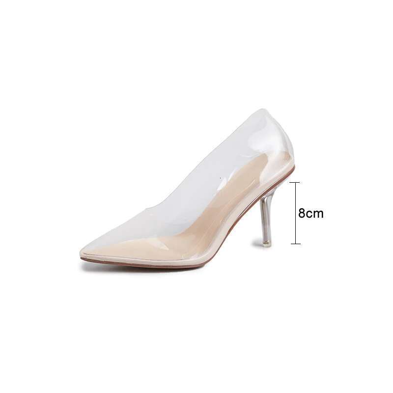 High Heel Kcenid Quality Transparent Perspex High Heels Sexy Ladies Pointed Toe Slip On Wedding Party Pumps Women Shoes