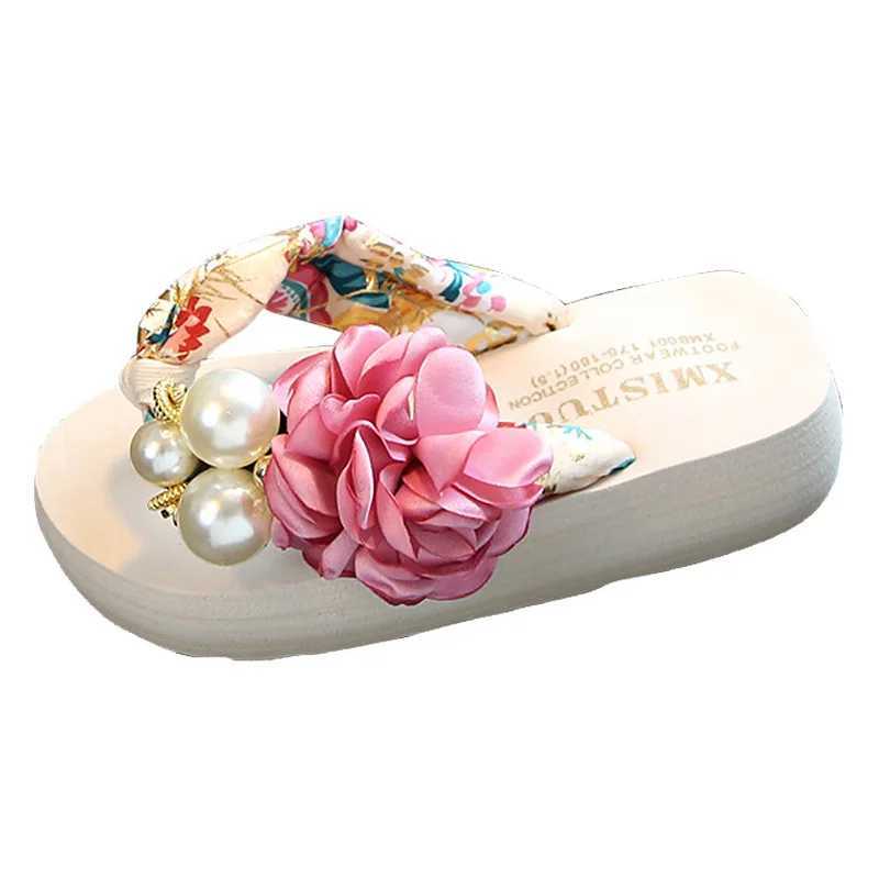 Summer new non-slip childrens flip-flops girls fashion beach shoes pinch sandals female flowers slippers women wearT250312