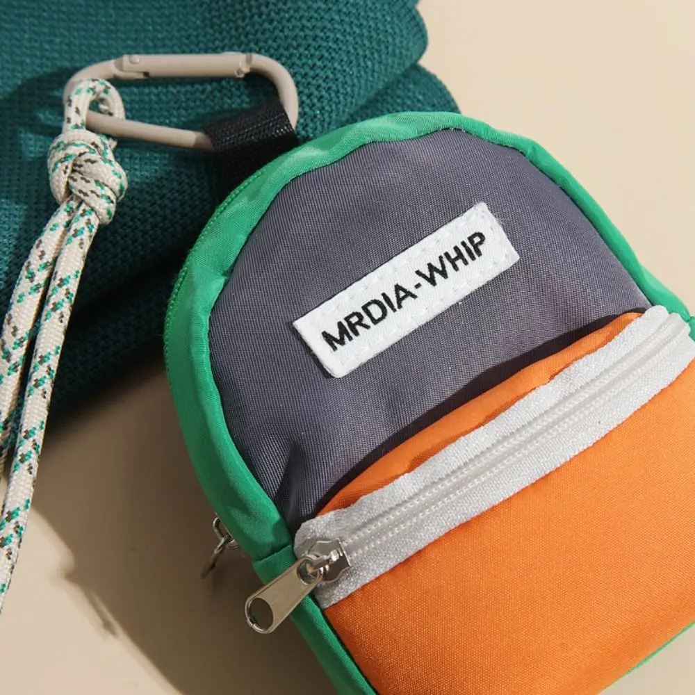 Neck Hanging Coin Purse Polyester Earphone Storage Bag Mini Wallet Antitheft Contrasting Color Small Key 250311