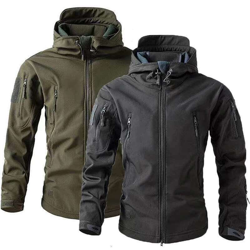 Men's Winter Autumn Warm Softshell Fleece Hood Cargo Jackets Camping Hiking Climbing Hunting Fishing Outdoor Windproof M-5Xl