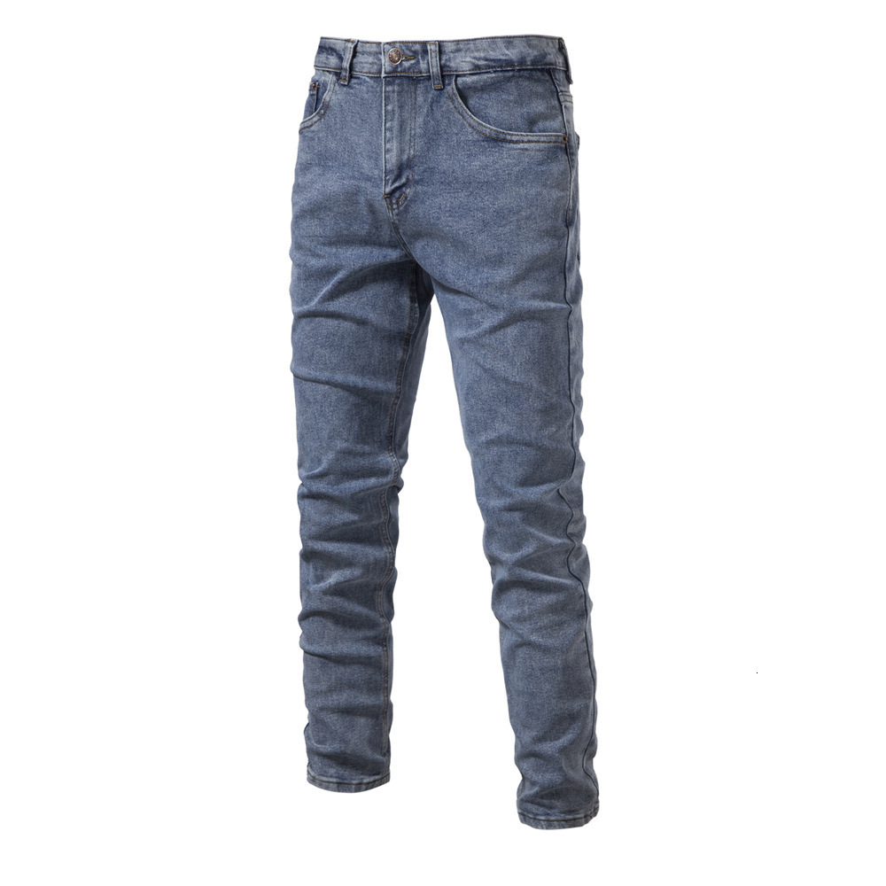 2023 Spring And Autumn New Men's Personalized Denim Wash Trend Casual Micro Elastic Straight Leg Pants