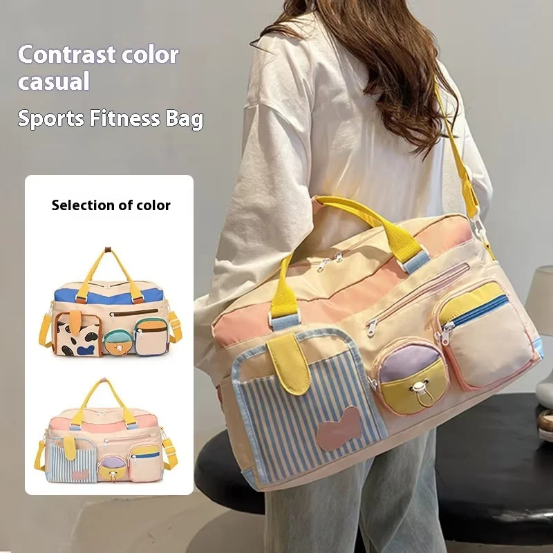 Travel Duffel Bag Portable Weekender Bags Womens Fitness Sports Backpack Handbag Multi Pocket Gym Shoulder 250311