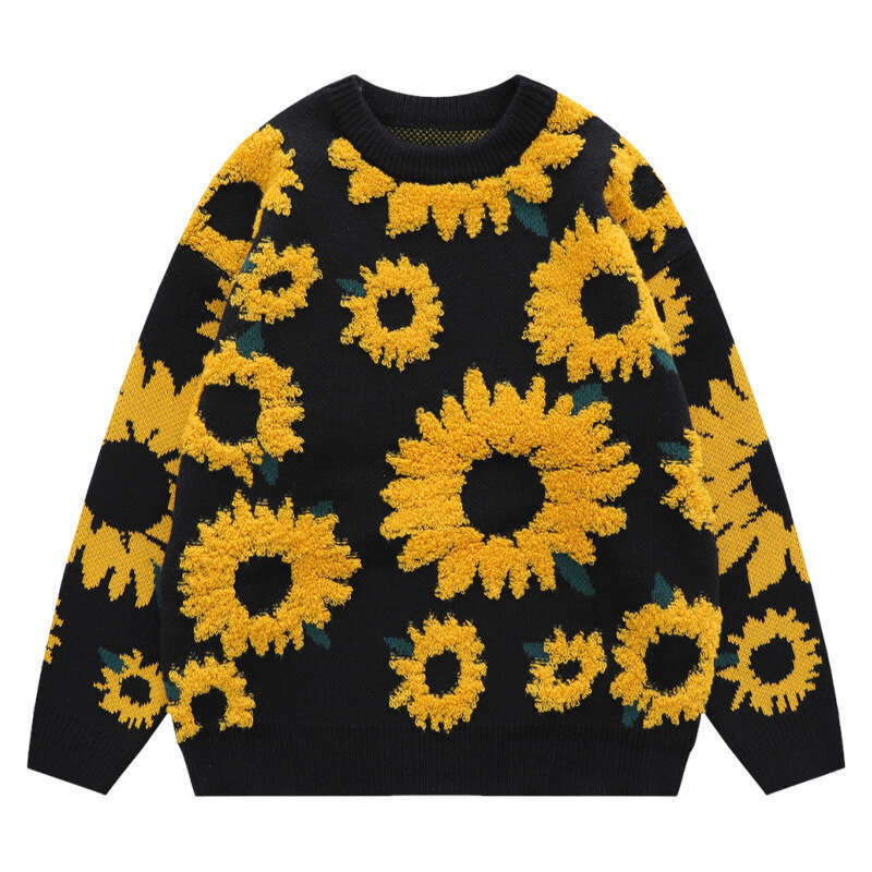 YPRS Men's Couple Ins Loose Oversize Chrysanthemum Lazy Women Gentle Knitted Sweater Coat