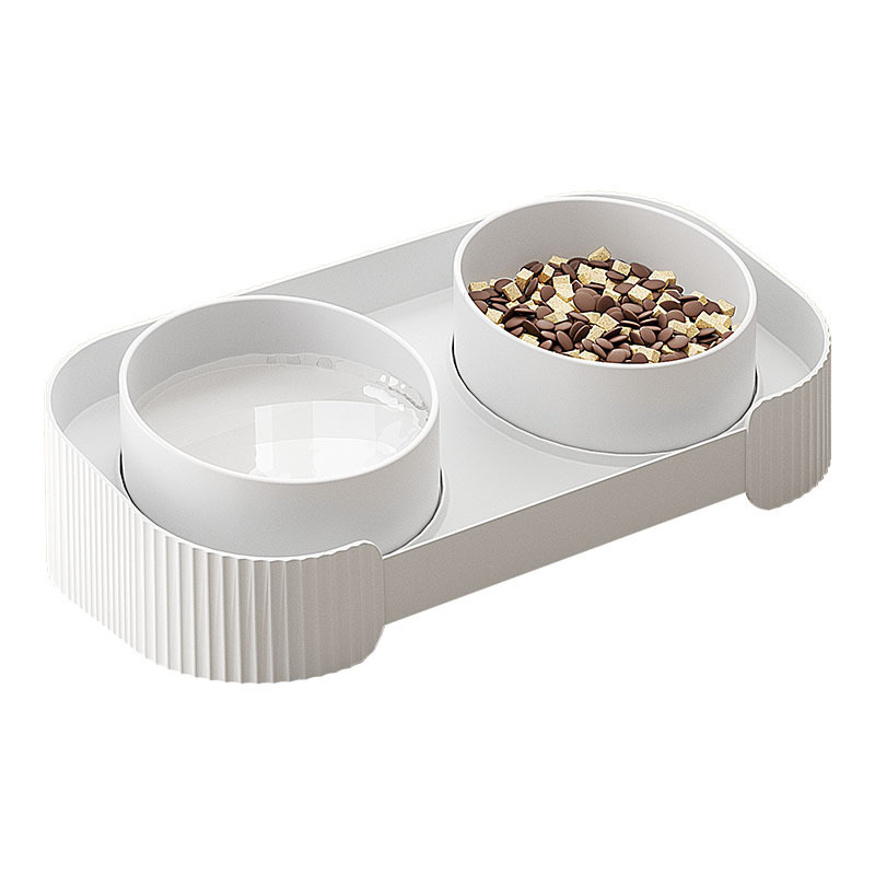 Thermostatic Heated Cat & Dog Feeding Set - Dual-Ceramic Design with Built-In Water Dish for Pets