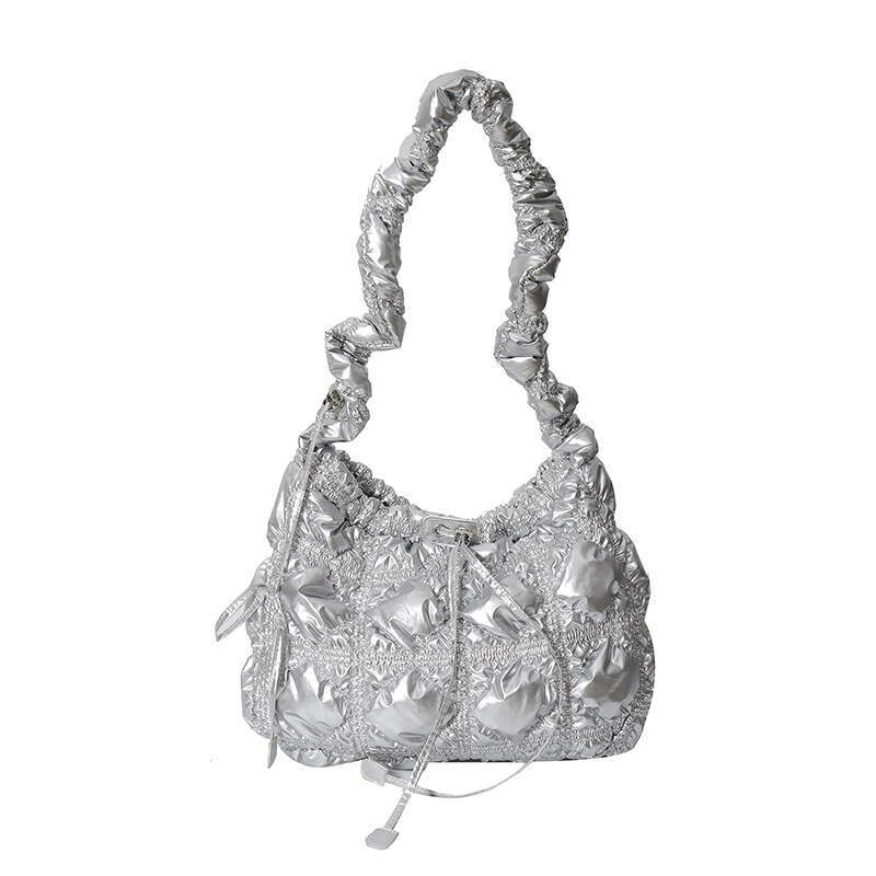 New Korean Drawstring Pleated Cloud With Fashionable Foam Down, Single Shoulder Crossbody, Hand-Held, Underarm Tote Bag B2