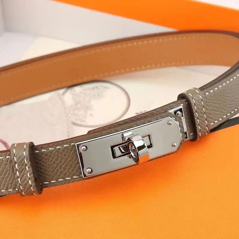 Women Dress Belts Orange Black Simple Graceful Waistband For Dresses Thin Small Metal Buckle Smooth Narrow Quiet Leather Designer Belt Top