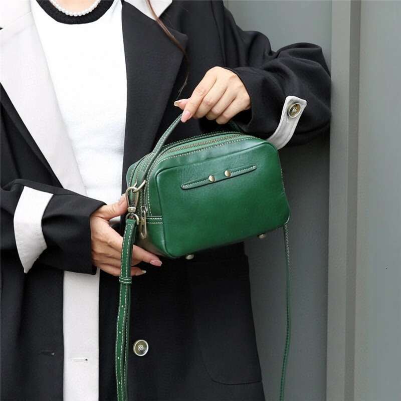 Burminsa 100% Cowhide Genuine Leather Small Crossbody Bags For Women 2025 Designer Shoulder Purses Square Ladies Handbags