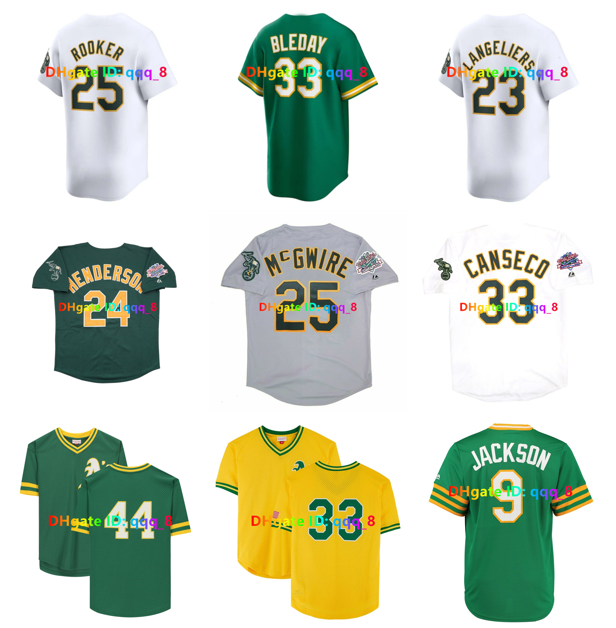 Rickey Henderson Athletics A's Baseball Jerseys 1989 World Series Jose Canseco Brent Rooker Denzel Clarke Lawrence Butler Luis Urias Zack Gelof McGwire Size S-4XL