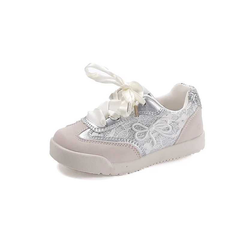 Girls Sports Shoes Embroidered Princess Sle Kids Casual Shoes with Ribbons 2024 Brand New Children Running Shoes Sweet ElegantXJ250311